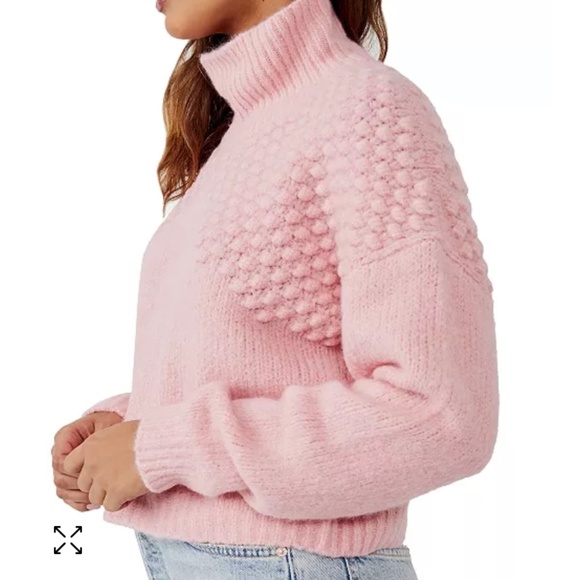 New💕Free People Pink Bradley Turtleneck Sweater - Picture 3 of 4